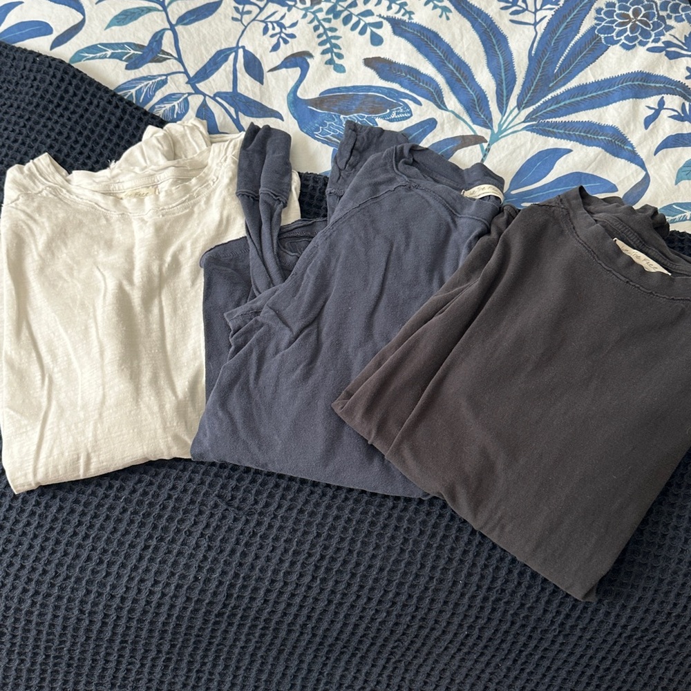 Set of 3 Free People Arden Long Sleeve Tee  — White, Navy, Black
